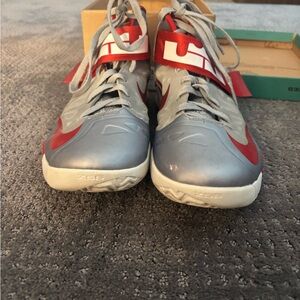 Nike LeBron Red and Gray Men's Basketball Sneakers Size 12